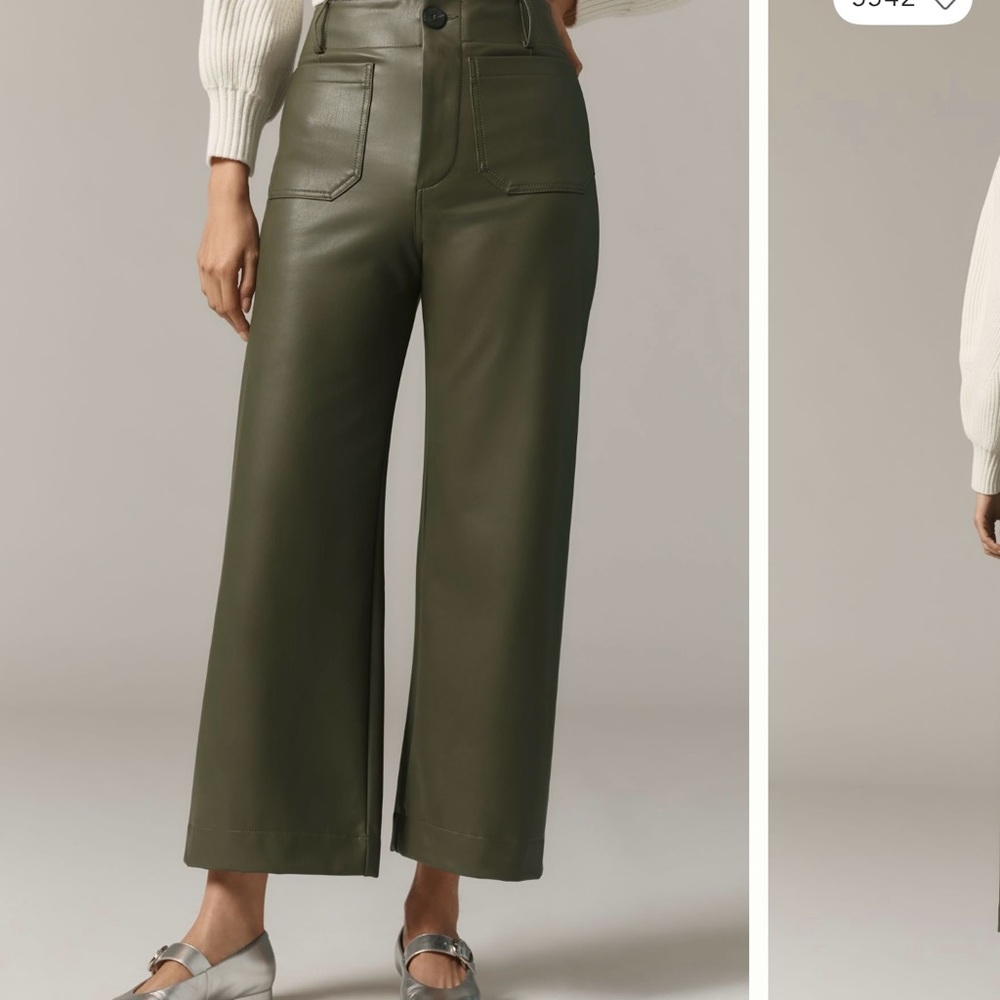Mauve - Collette cropped Wide Leg Faux Leather